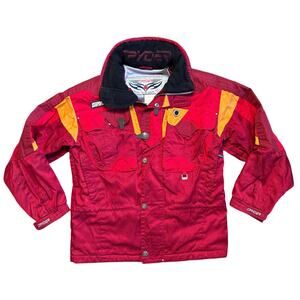 Vintage 1990's Spyder GII Red Yellow Hidden Hood Thinsulate Ski Jacket Size L